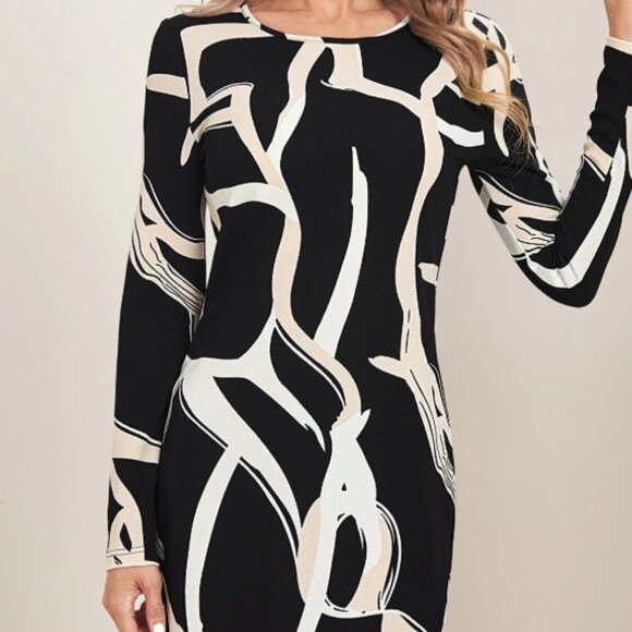 NEW! Size M Graphic Print Fitted Dress - Picture 1 of 3